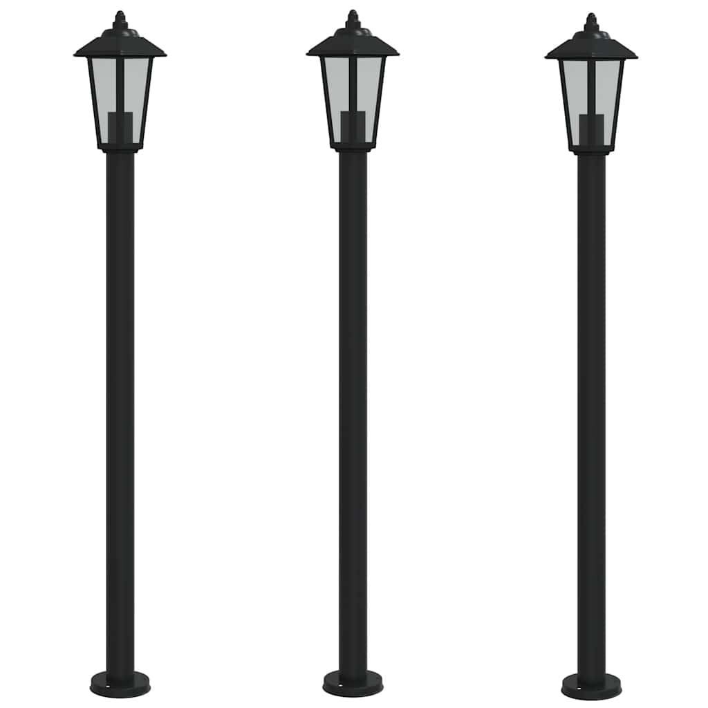 Lampade da Terra per Esterni 3 pz Nere 120 cm in Acciaio Inox