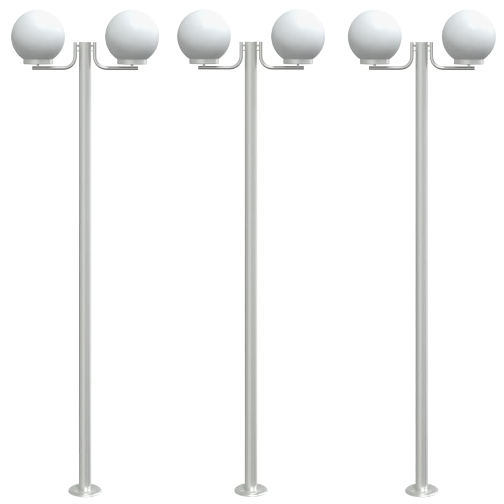 Lampade da Terra per Esterni 3pz Argento 215cm in Acciaio Inox