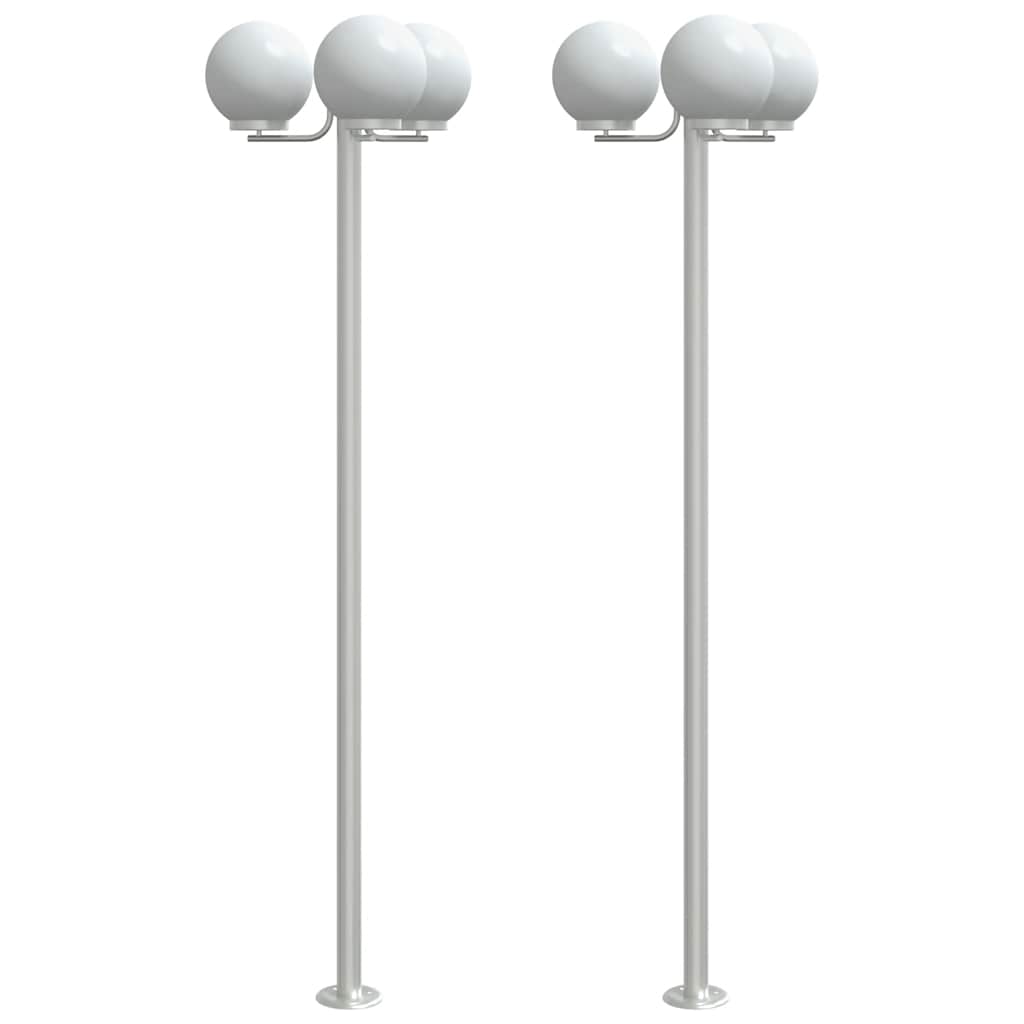 Lampade da Terra per Esterni 2pz Argento 215cm in Acciaio Inox