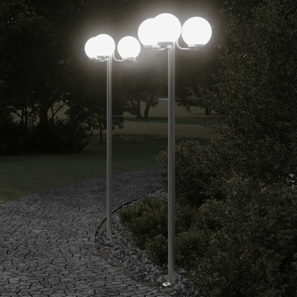 Lampade da Terra per Esterni 2pz Argento 215cm in Acciaio Inox