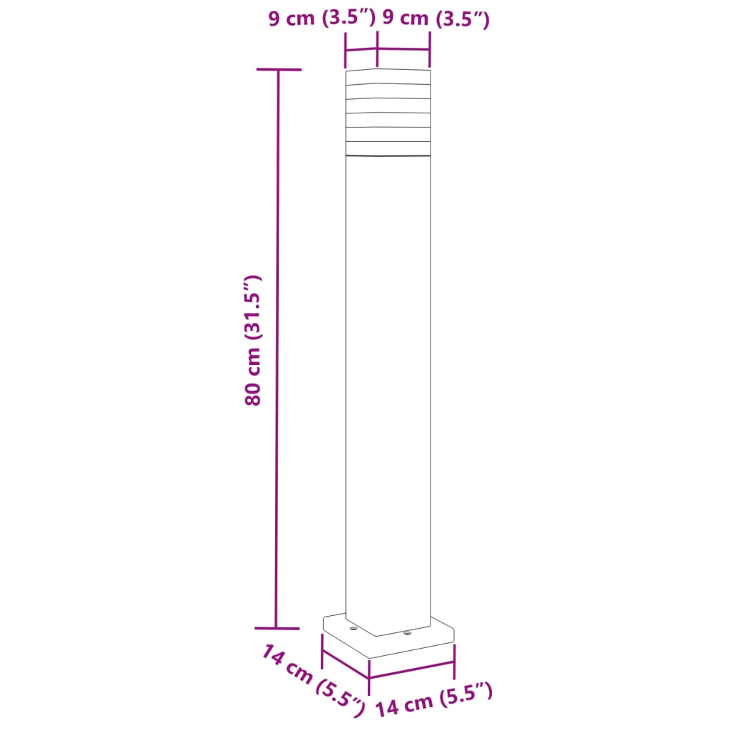Lampada da Terra per Esterni Nera 80 cm in Alluminio