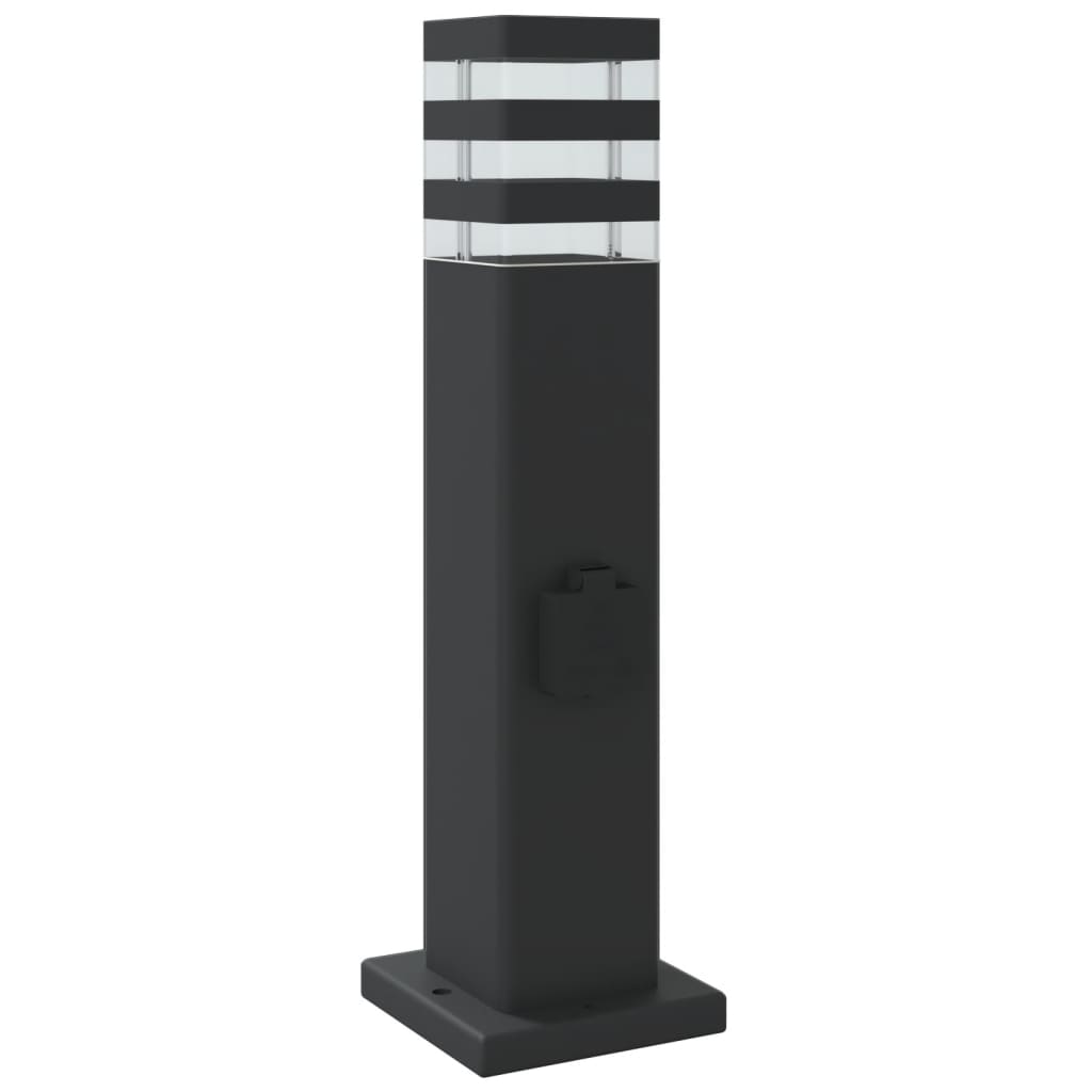 Lampada da Terra per Esterni con Presa Nera 50 cm Alluminio