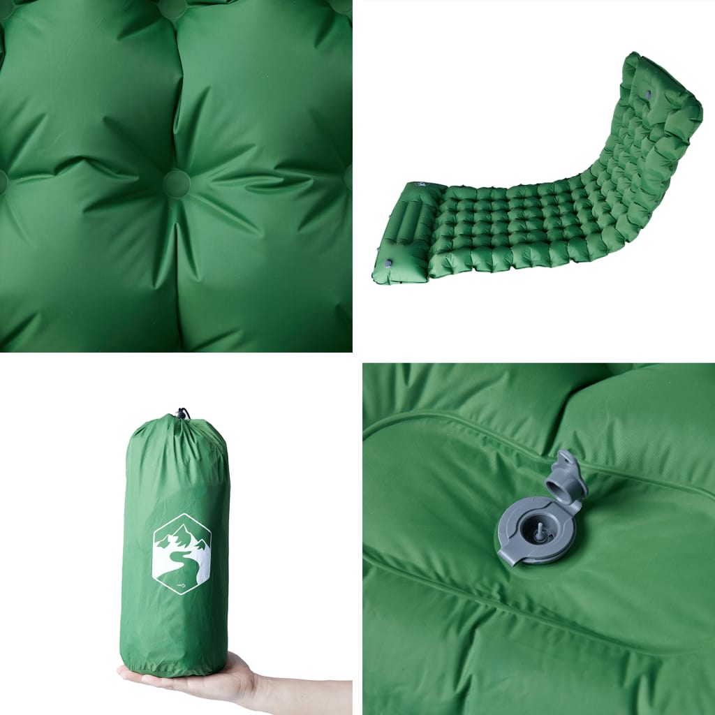 Materasso Campeggio Autogonfiabile con Cuscini 1 Persona Verde