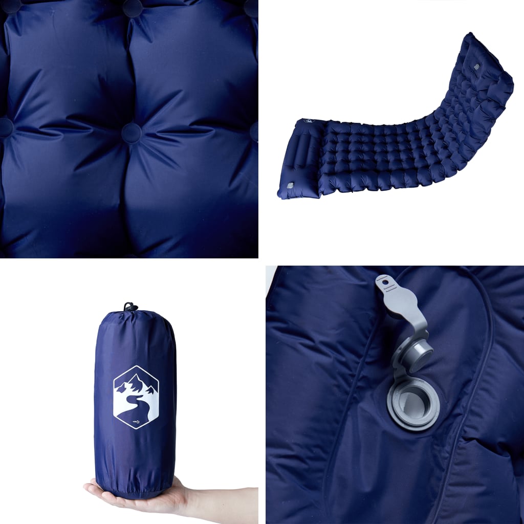 Materasso Campeggio Autogonfiabile Cuscini 1 Persona Blu Marino