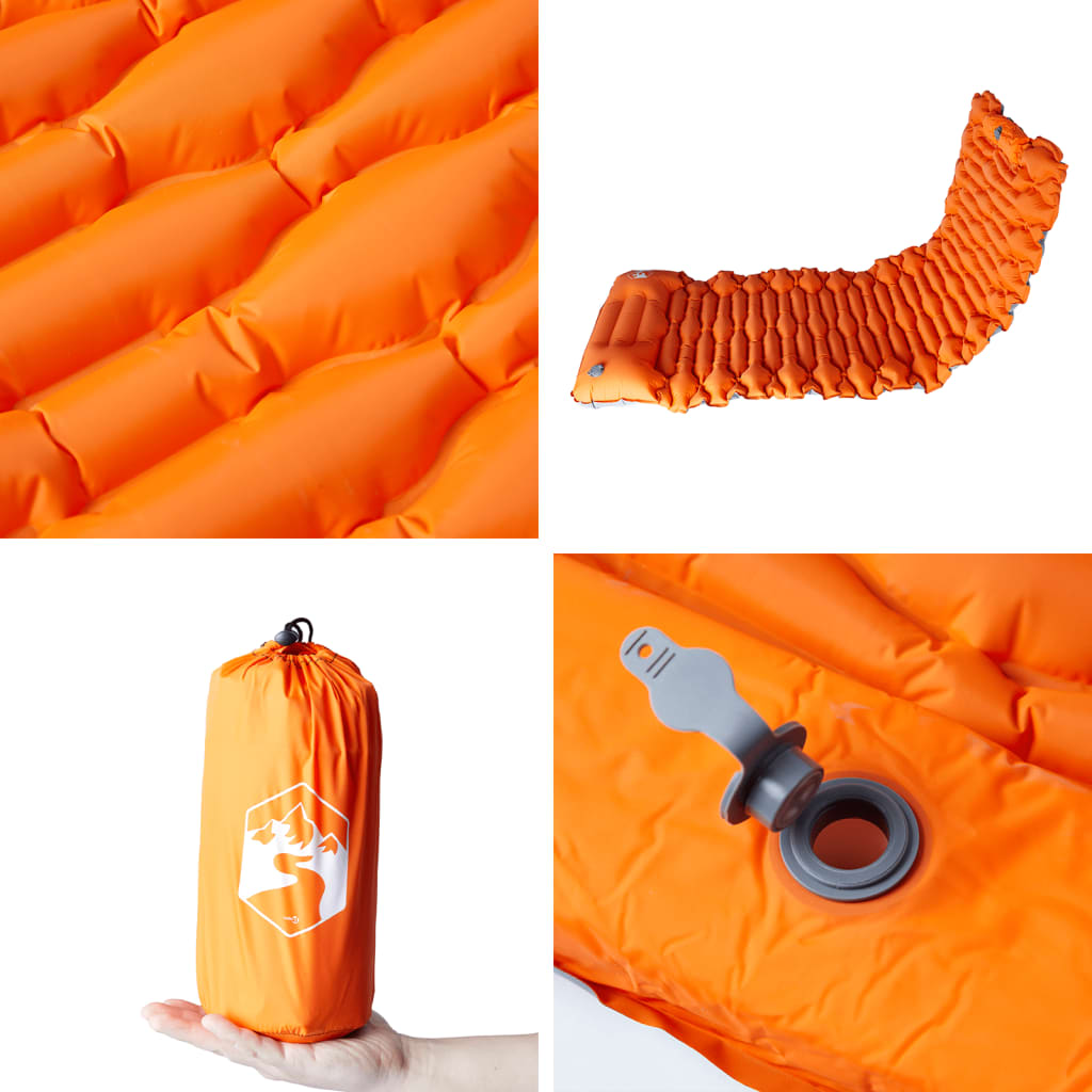 Materasso Campeggio Autogonfiabile Cuscini 1 Persona Arancio