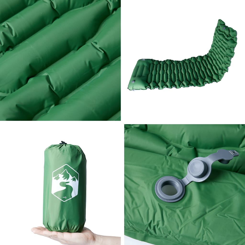 Materasso Campeggio Autogonfiabile con Cuscini 1 Persona Verde
