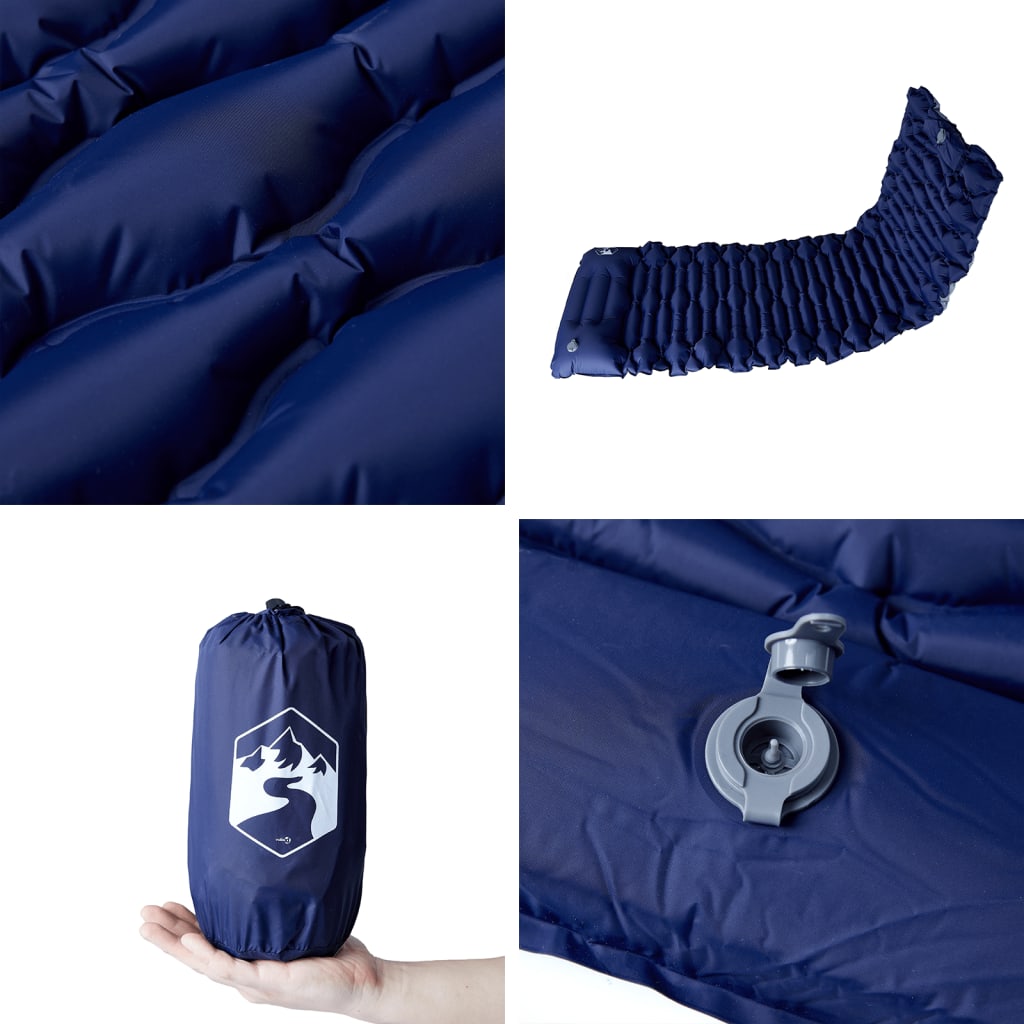 Materasso Campeggio Autogonfiabile Cuscini 1 Persona Blu Marino