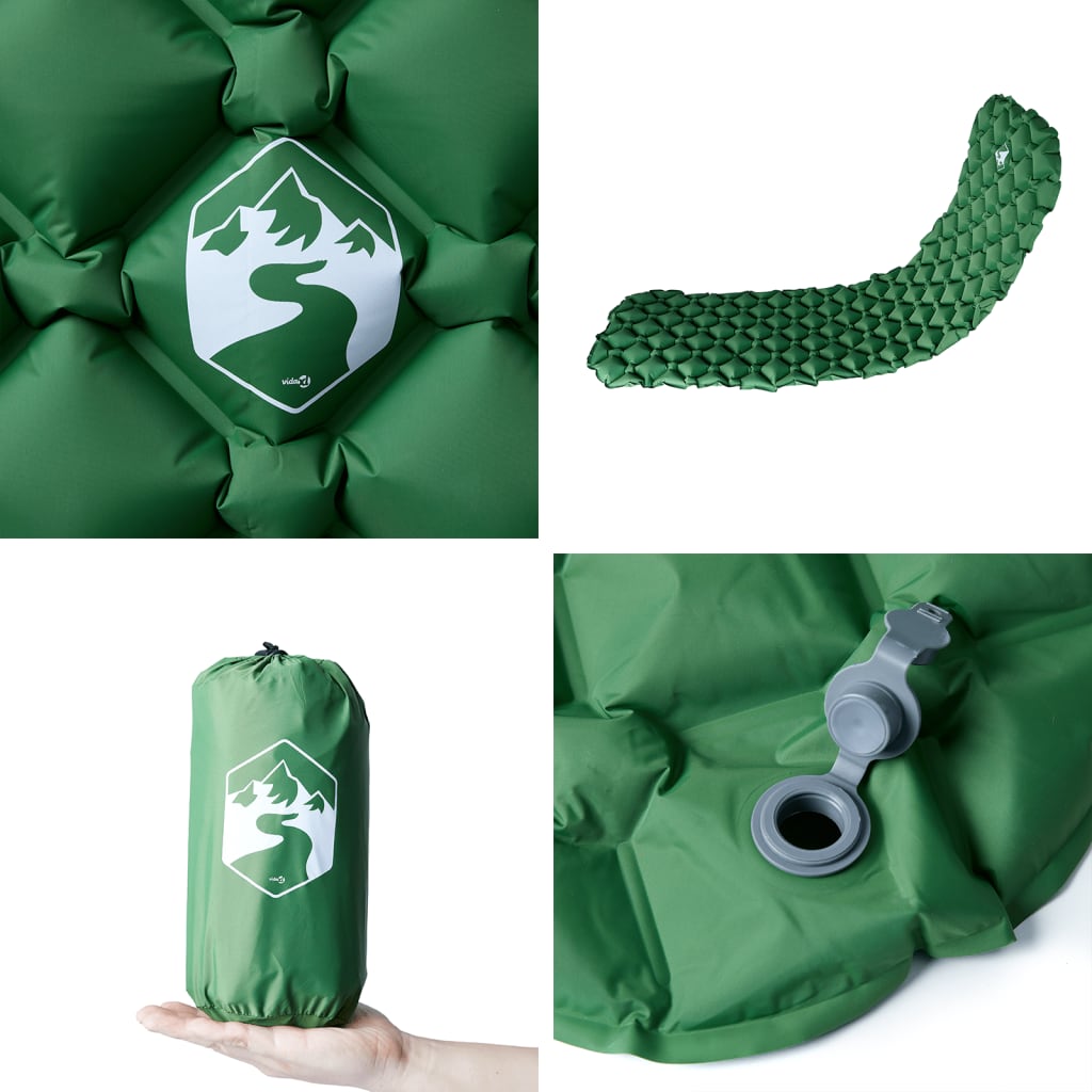 Materasso da Campeggio Gonfiabile 1 Persona Verde 190x58x6 cm