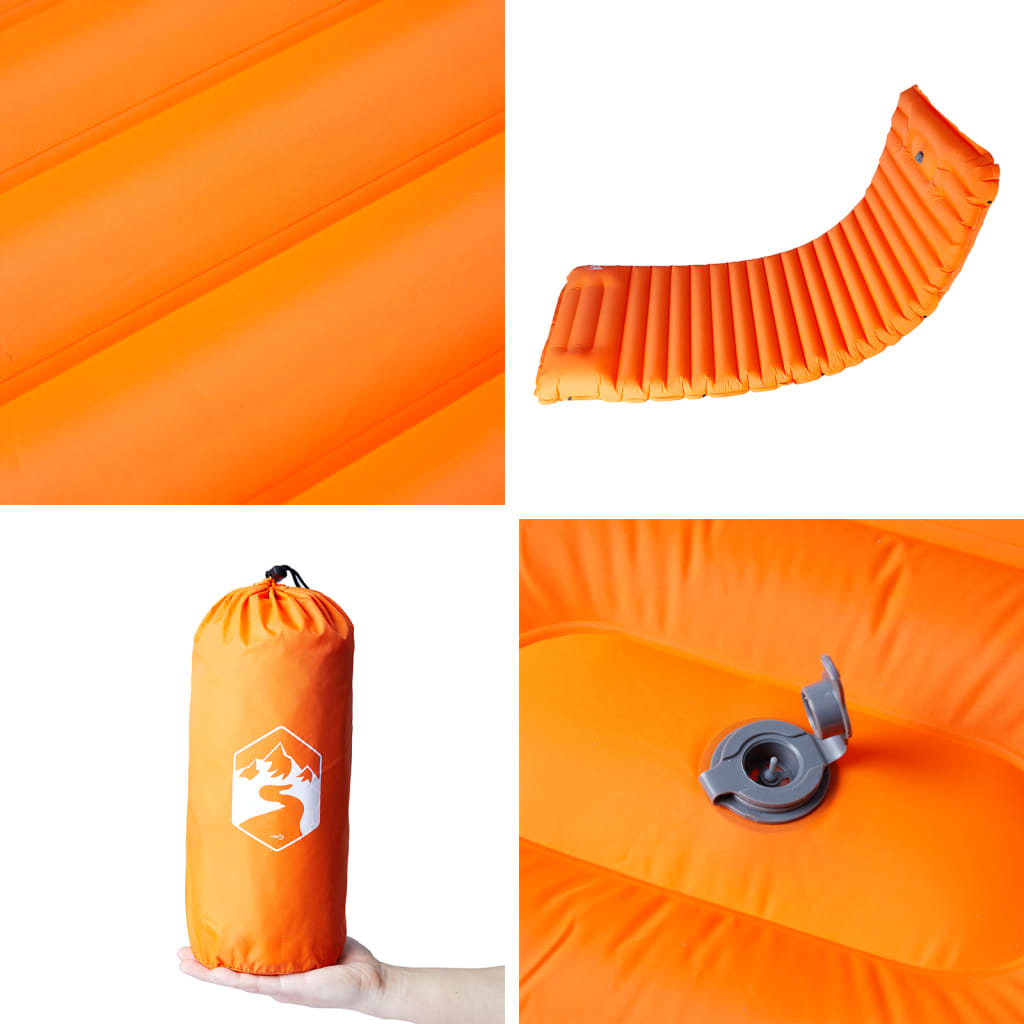 Materasso Campeggio Autogonfiabile Cuscini 1 Persona Arancio