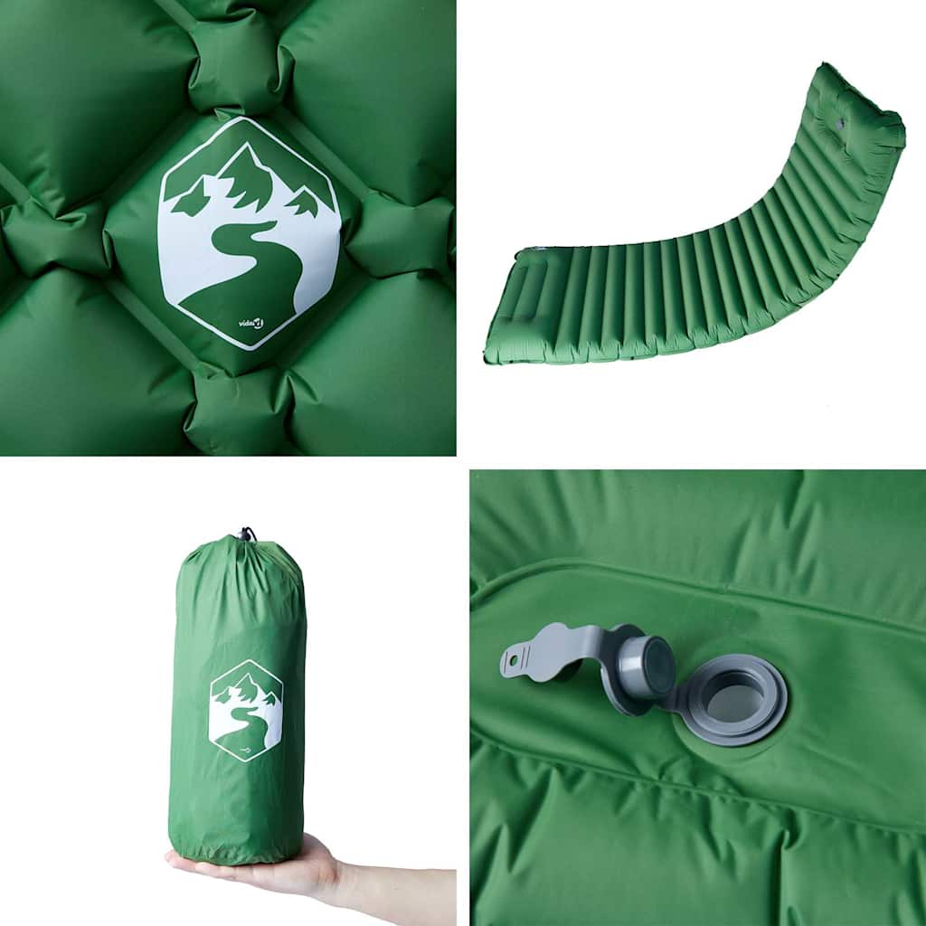 Materasso Campeggio Autogonfiabile con Cuscini 1 Persona Verde