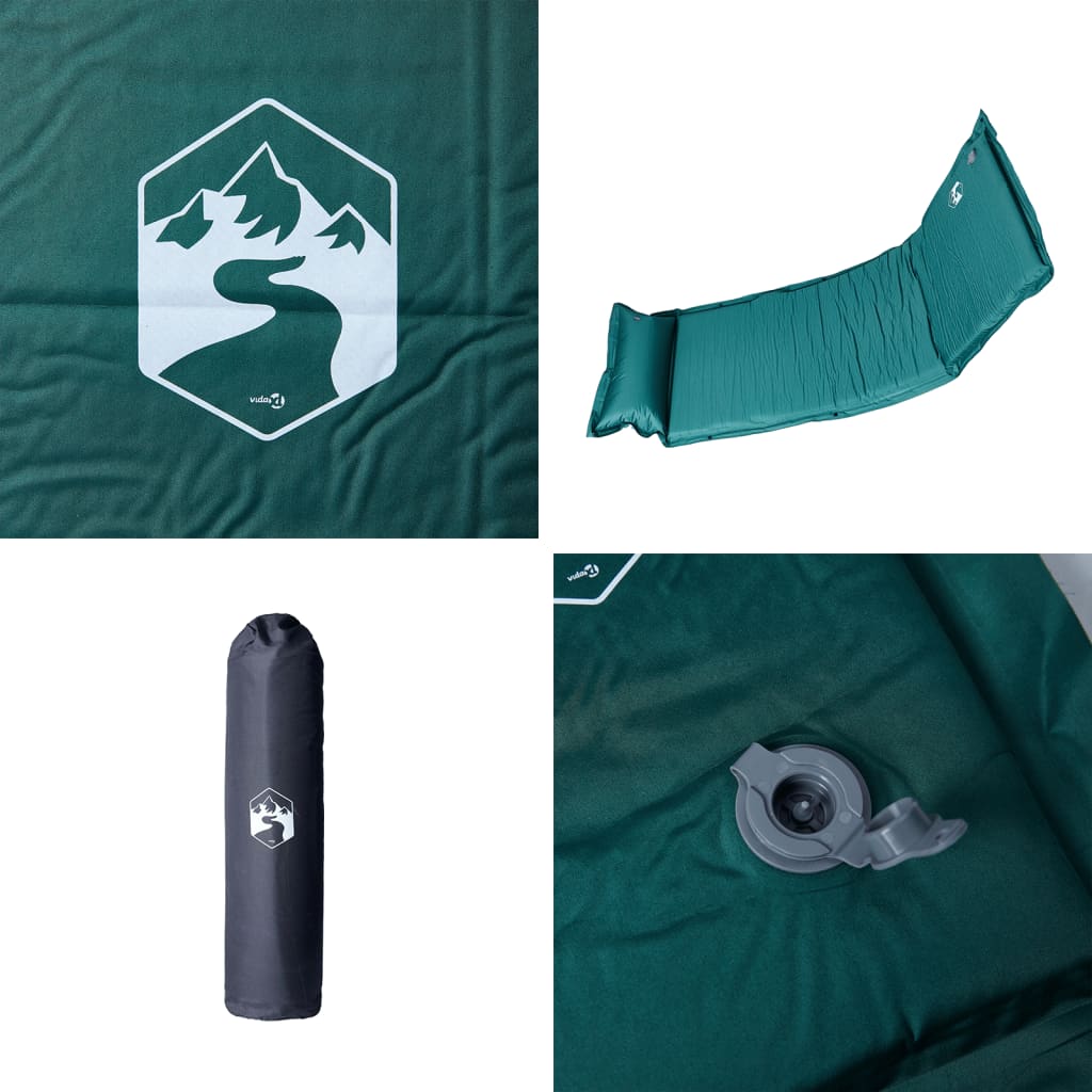Materasso Campeggio Autogonfiabile con Cuscini 1 Persona Verde