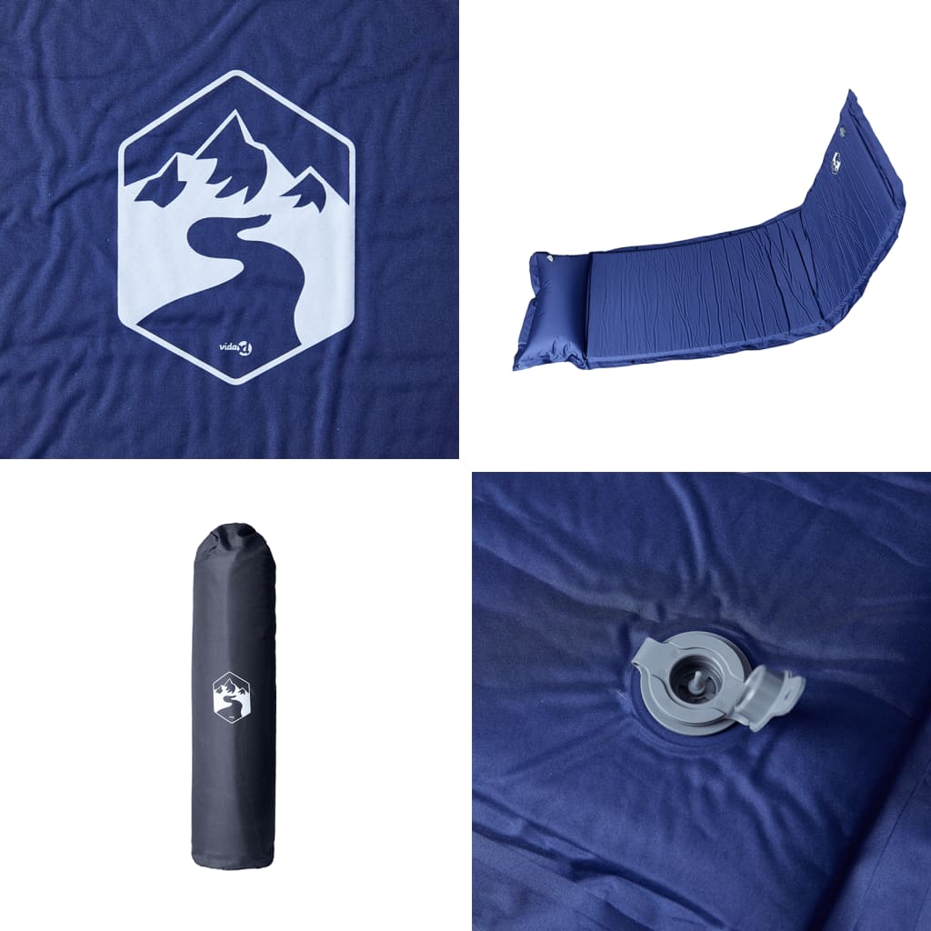 Materasso Campeggio Autogonfiabile Cuscini 1 Persona Blu Marino