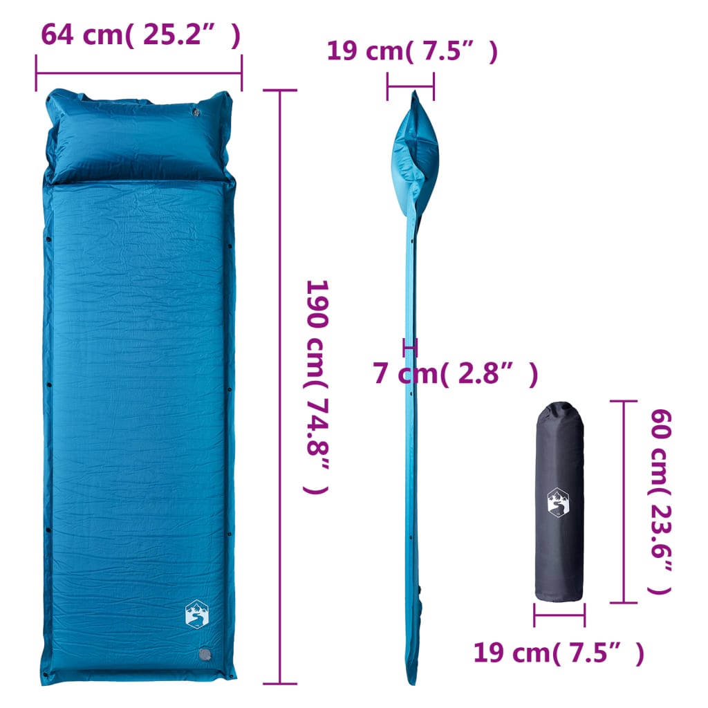 Materasso Campeggio Autogonfiabile Cuscino 1 Persona Turchese