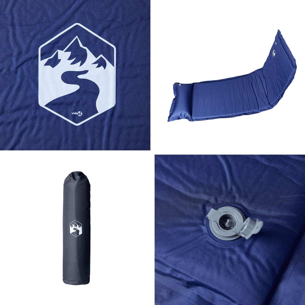 Materasso Campeggio Autogonfiabile Cuscini 1 Persona Blu Marino