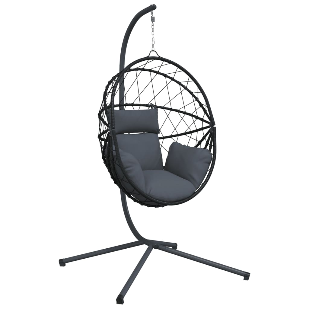 Sedia a Uovo Sospesa con Supporto Antracite Polyrattan/Acciaio
