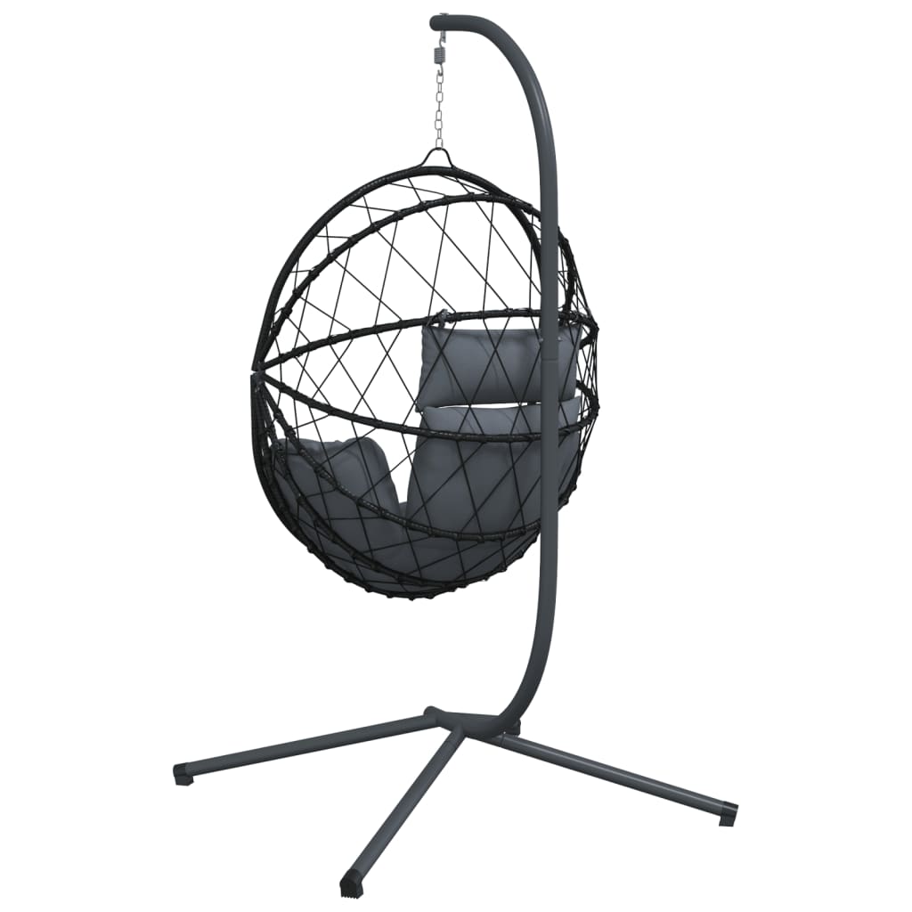 Sedia a Uovo Sospesa con Supporto Antracite Polyrattan/Acciaio