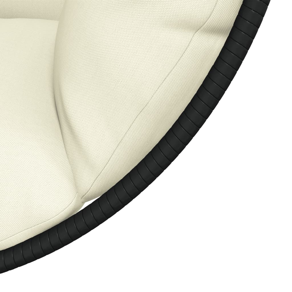 Sedia a Uovo Sospesa con Supporto Beige in Polyrattan e Acciaio