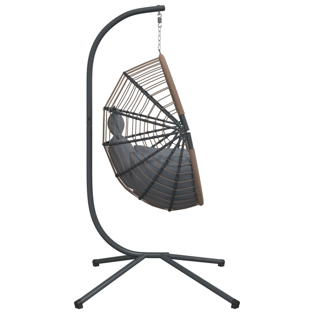Sedia Uovo Sospesa e Supporto Grigio Chiaro Polyrattan/Acciaio