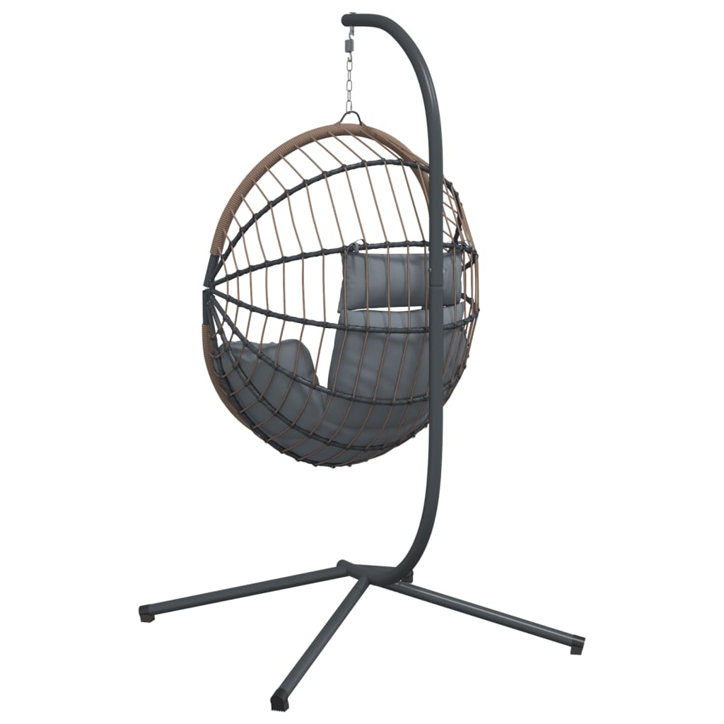 Sedia Uovo Sospesa e Supporto Grigio Chiaro Polyrattan/Acciaio