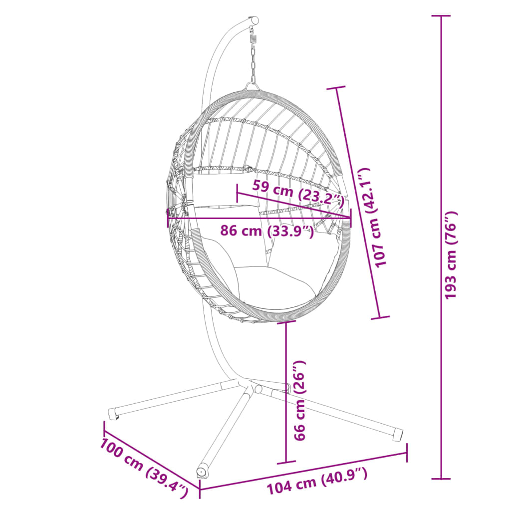 Sedia Uovo Sospesa e Supporto Grigio Chiaro Polyrattan/Acciaio