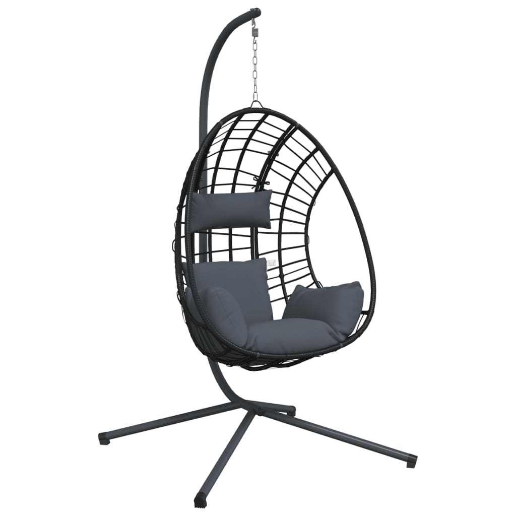 Sedia a Uovo Sospesa con Supporto Antracite Polyrattan/Acciaio