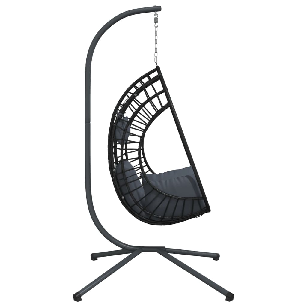 Sedia a Uovo Sospesa con Supporto Antracite Polyrattan/Acciaio