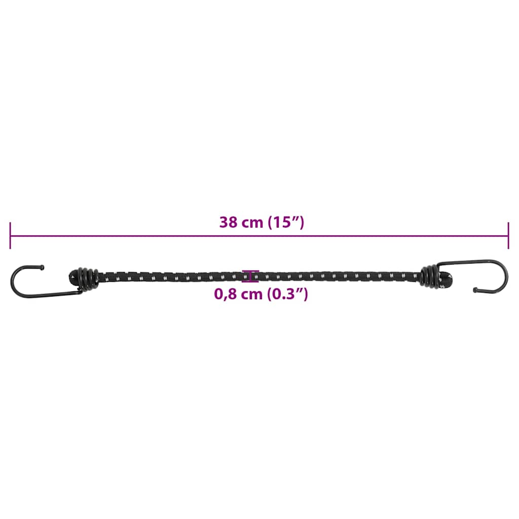 Corde Elastiche con Strisce Riflettenti e Ganci 25 pz 38 cm
