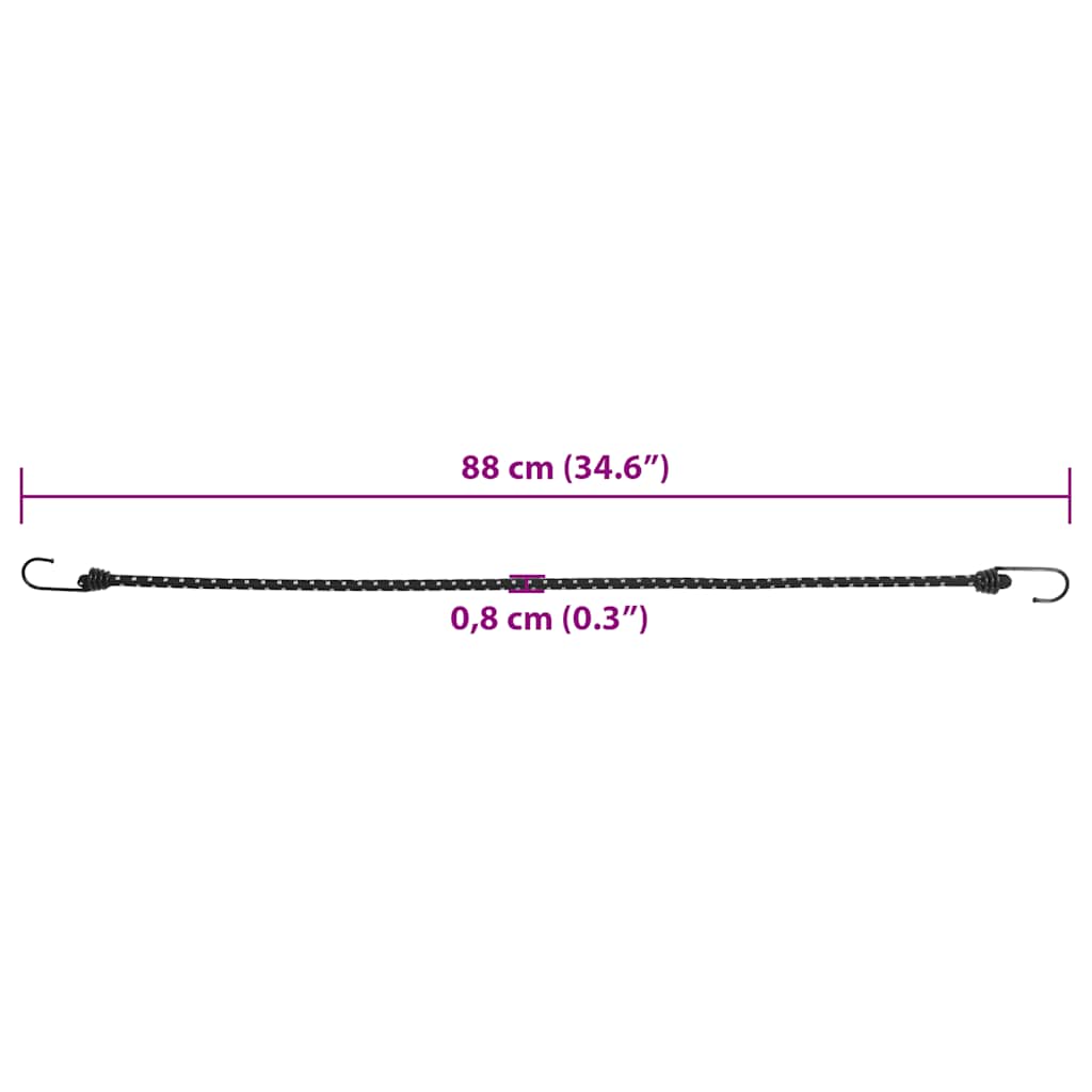 Corde Elastiche con Strisce Riflettenti e Ganci 50 pz 88 cm