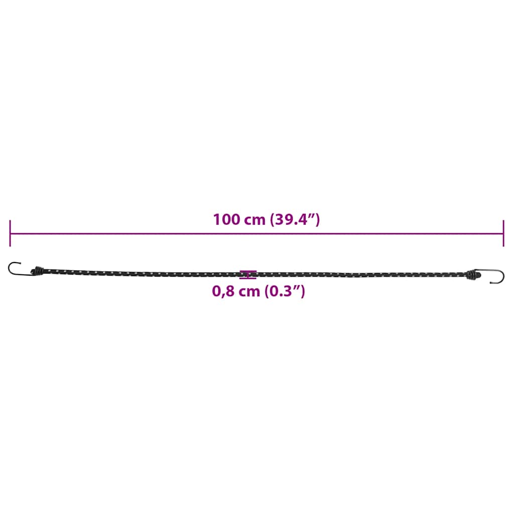 Corde Elastiche con Strisce Riflettenti e Ganci 25 pz 100 cm