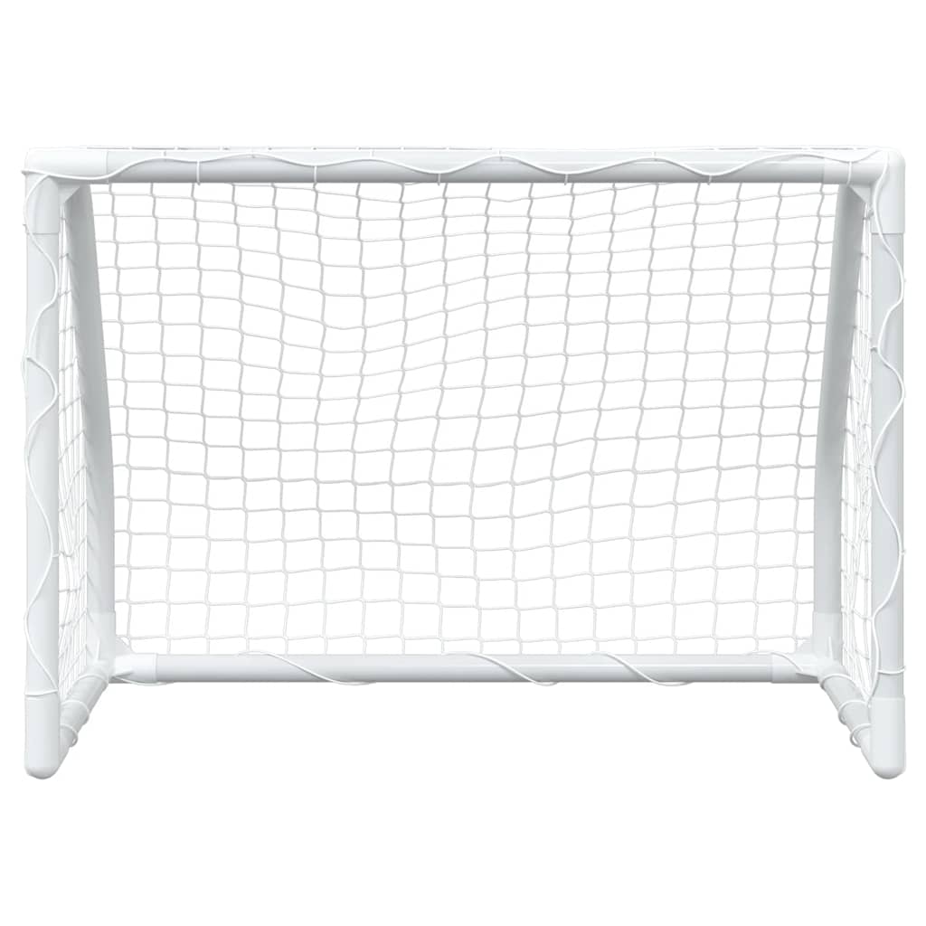 Porte Calcio Bambini 2pz con Pallone Bianco 64x35x48 cm Metallo