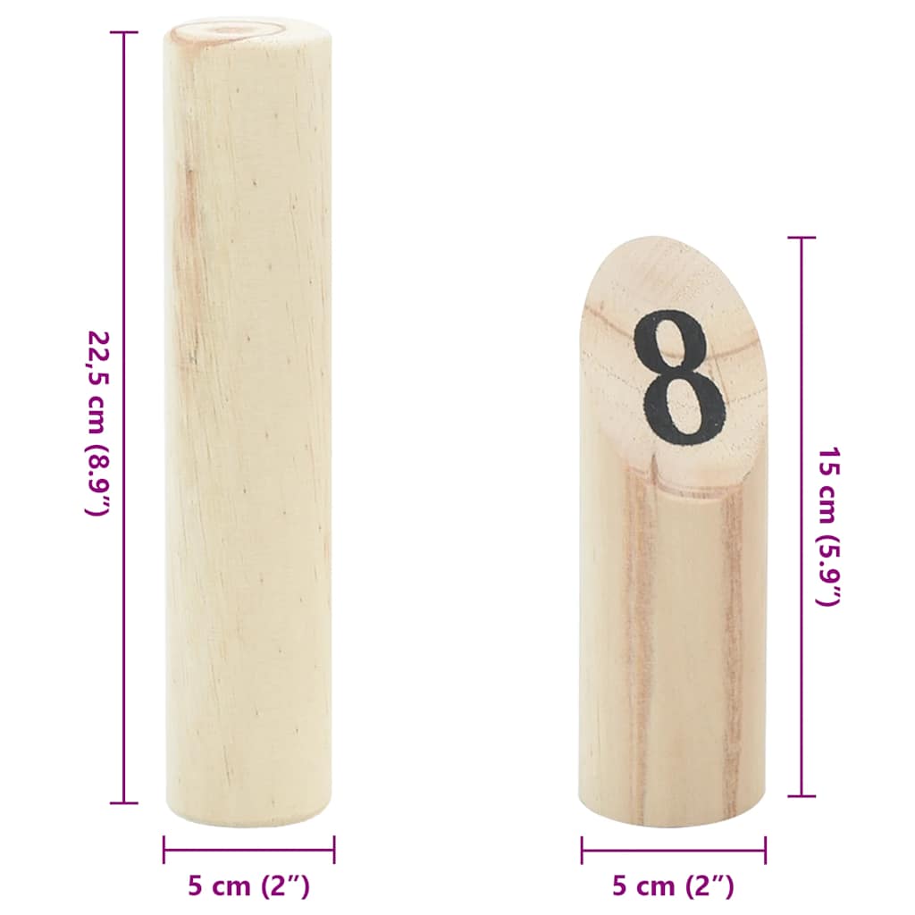 Set Gioco Kubb Numerici 13pz con Custodia Legno Massello Pino