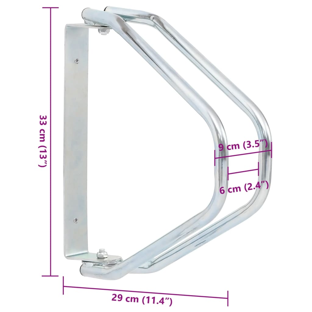 Supporto per Bici a Parete 2 pz in Acciaio Zincato