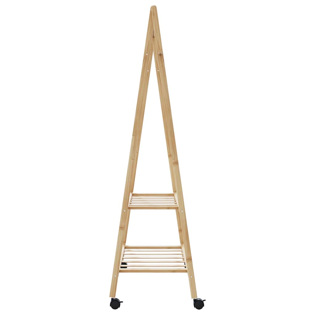 Appendiabiti con Ripiani e Ruote 96x45,5x155,5 cm in Bambù