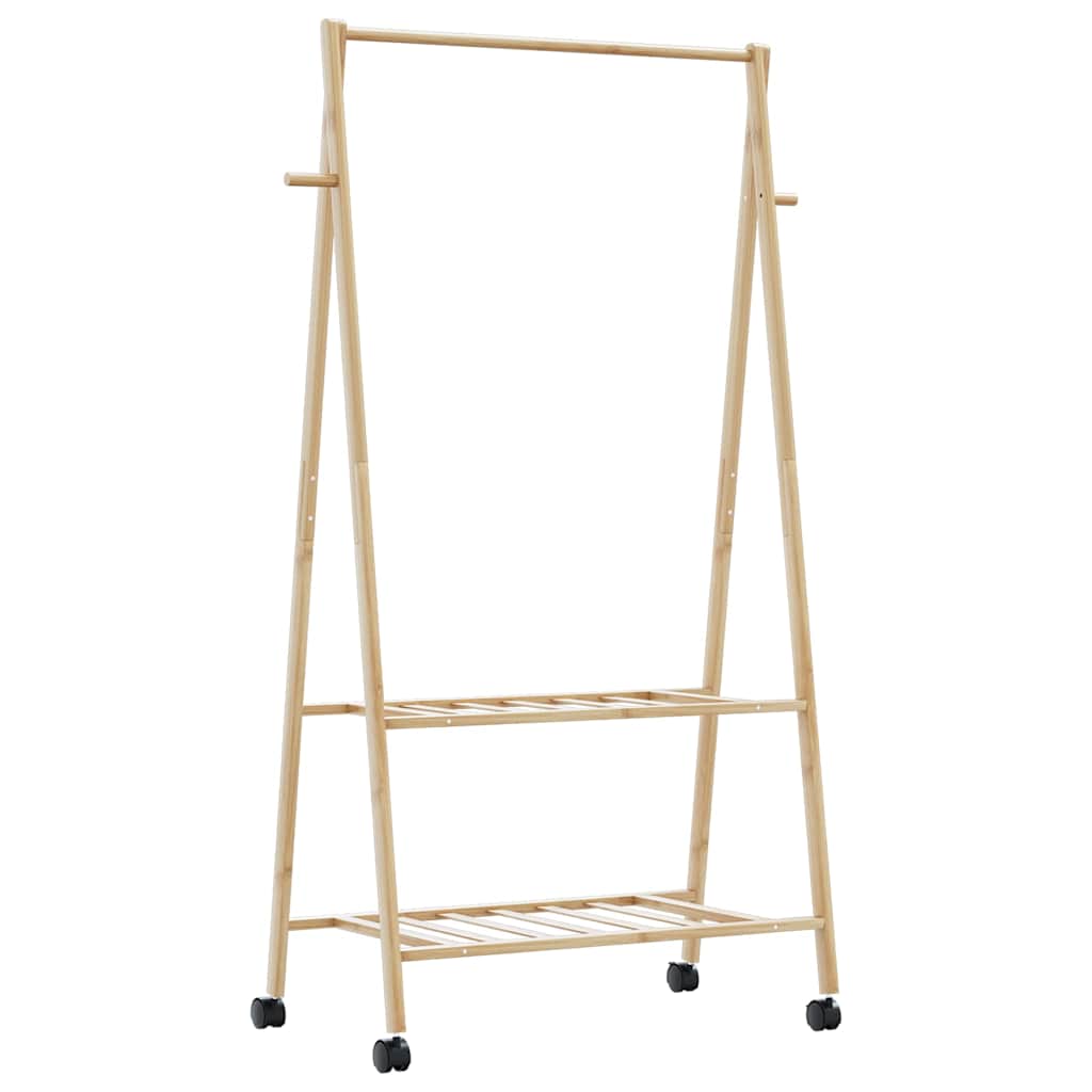 Appendiabiti con Ripiani e Ruote 96x45,5x155,5 cm in Bambù