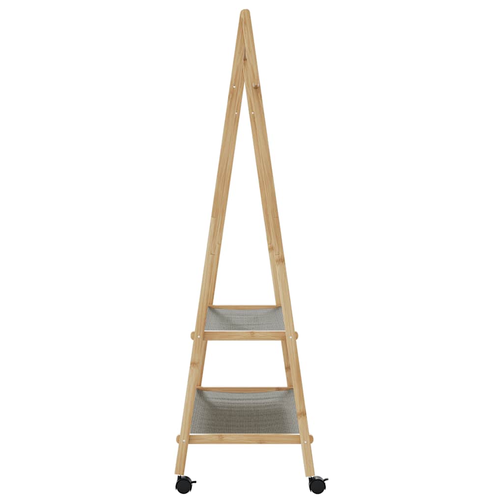 Appendiabiti con Ripiani e Ruote 96x45,5x155,5 cm in Bambù