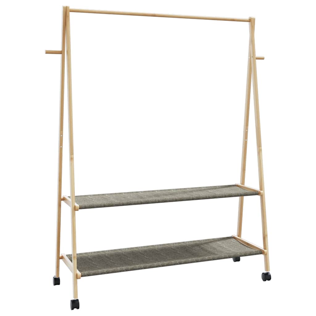 Appendiabiti con Ripiani e Ruote 132x45,5x155,5 cm in Bambù