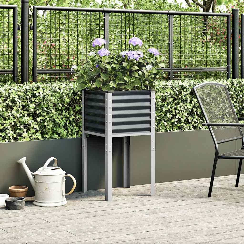 Fioriera da giardino antracite 45x45x88 cm in acciaio