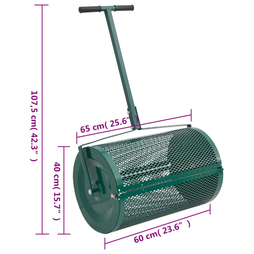 Spandiconcime 75L Verde Ø40x60 cm in Acciaio