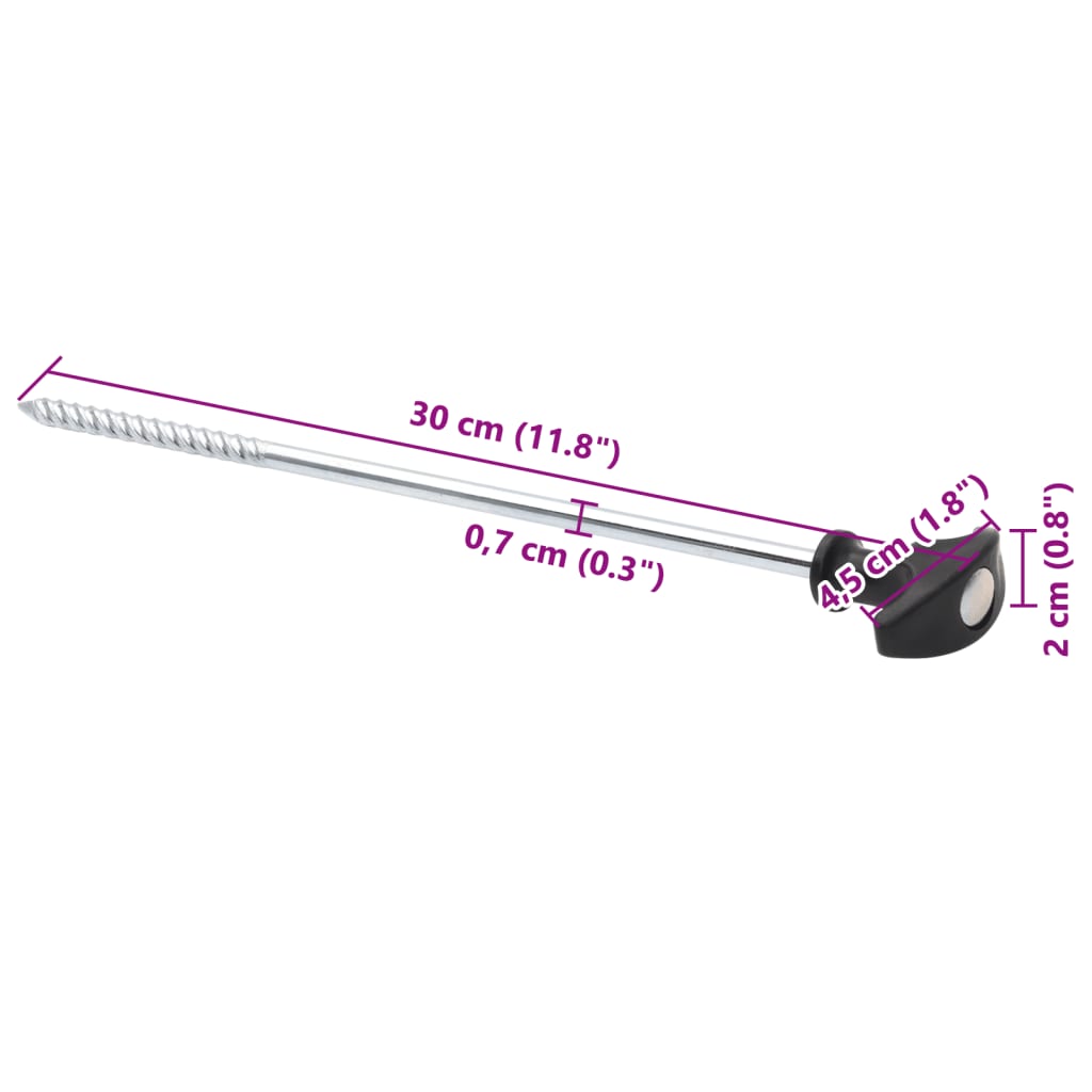 Picchetti per Tenda 24 pz 30 cm Ø7 mm in Acciaio Zincato