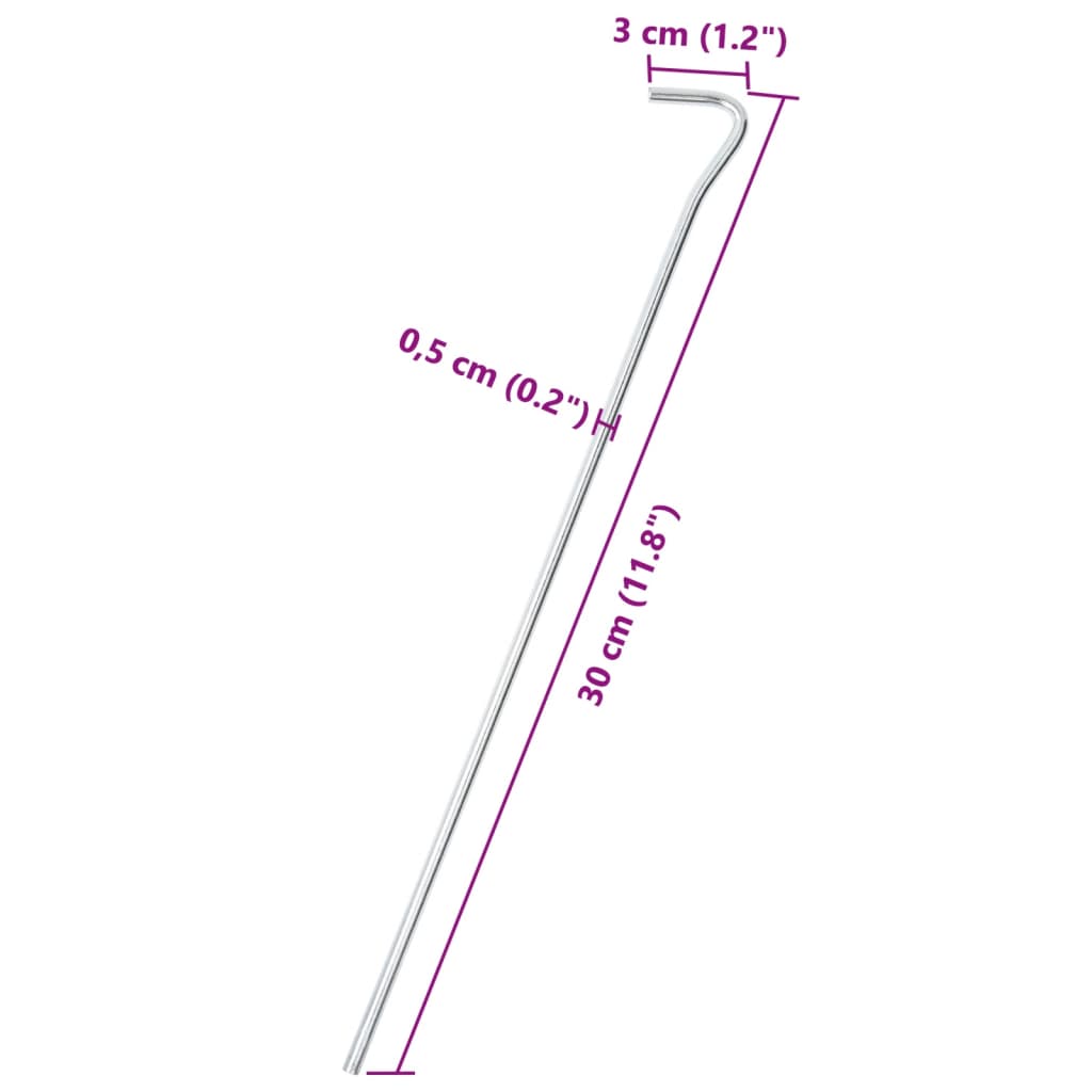 Picchetti per Tenda 25 pz 30 cm Ø5 mm in Acciaio Zincato