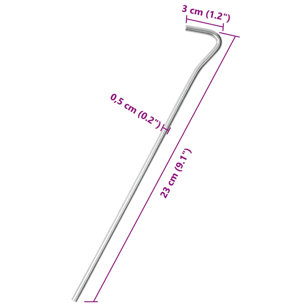 Picchetti per Tenda 25 pz 23 cm Ø5 mm in Acciaio Zincato