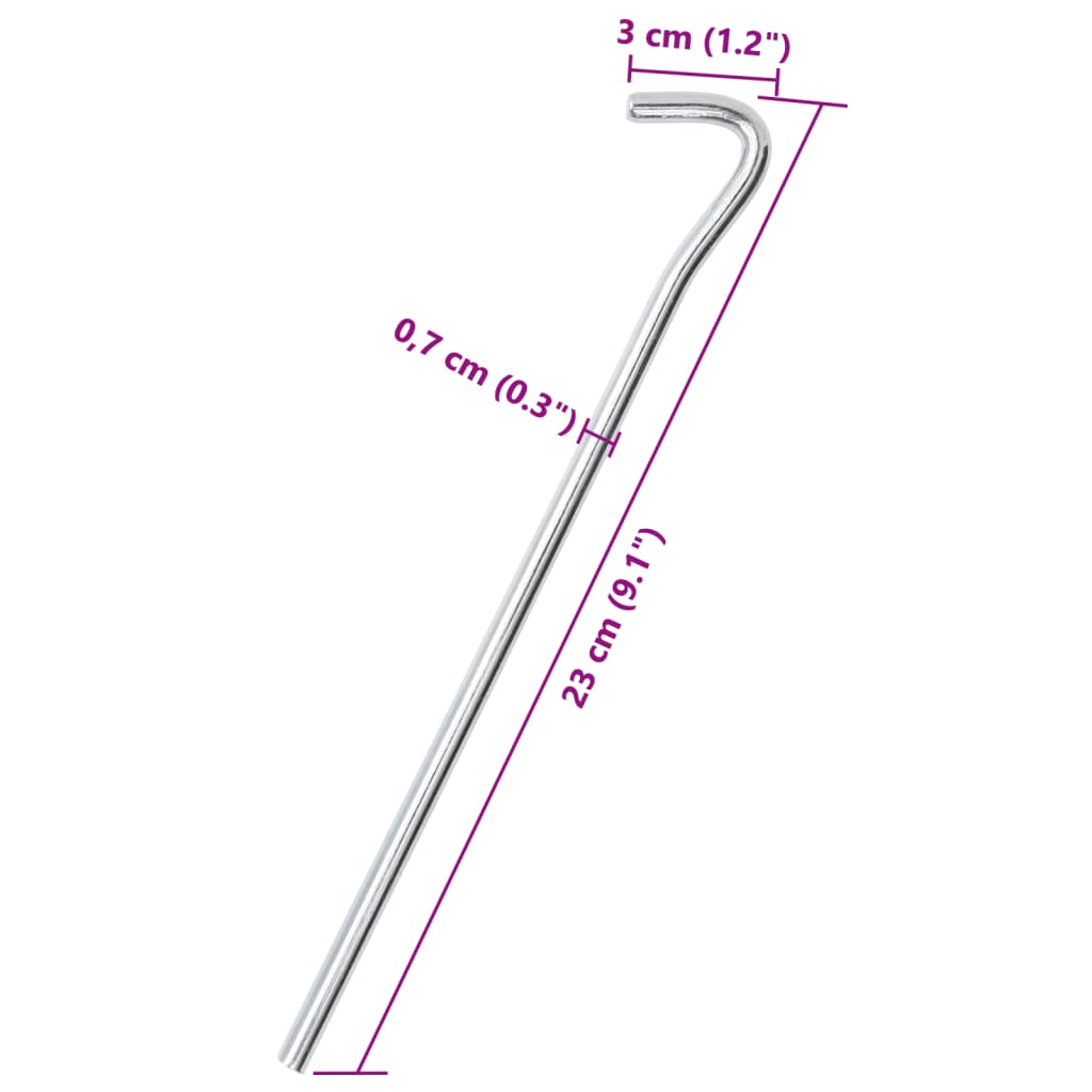 Picchetti per Tenda 25 pz 23 cm Ø7 mm in Acciaio Zincato