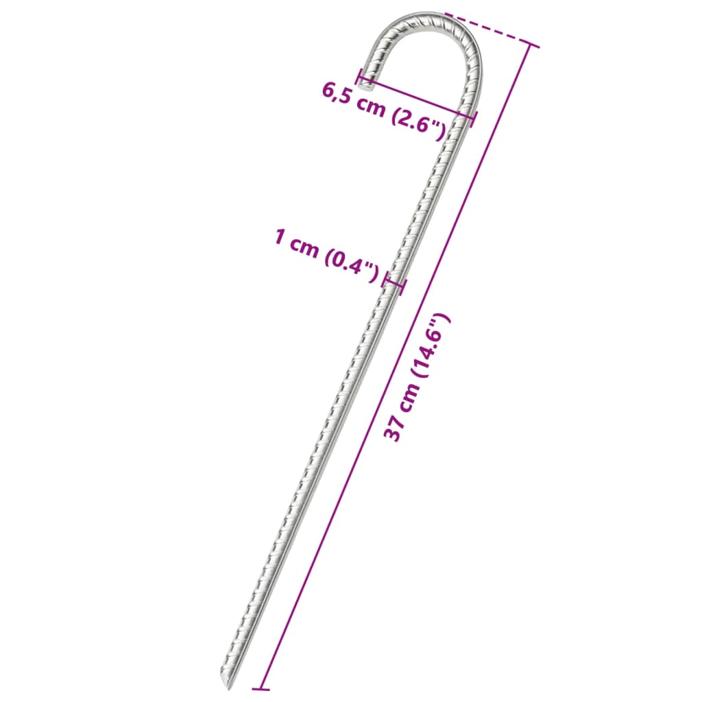 Picchetti per Tenda 6 pz 37 cm Ø10 mm in Acciaio Zincato