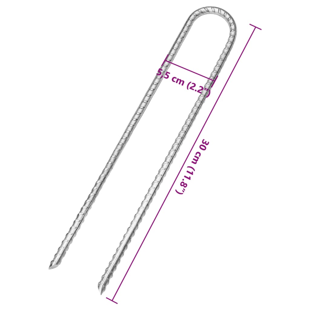 Picchetti per Tenda 6pz a Forma di U 30cm Ø8,5 mm Acciaio Zincato