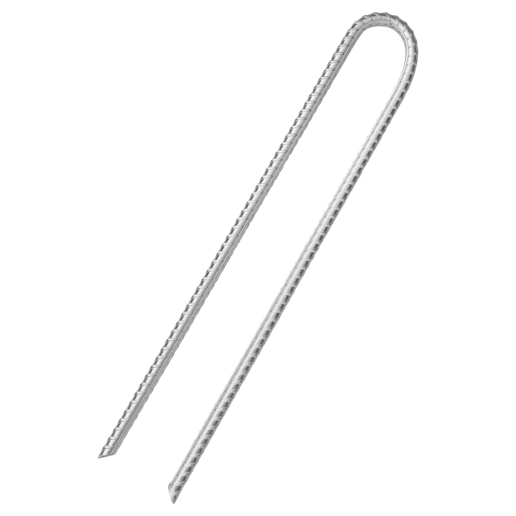Picchetti Tenda 12 pz a Forma di U 37 cm Ø11,3 mm Acciaio Zincato