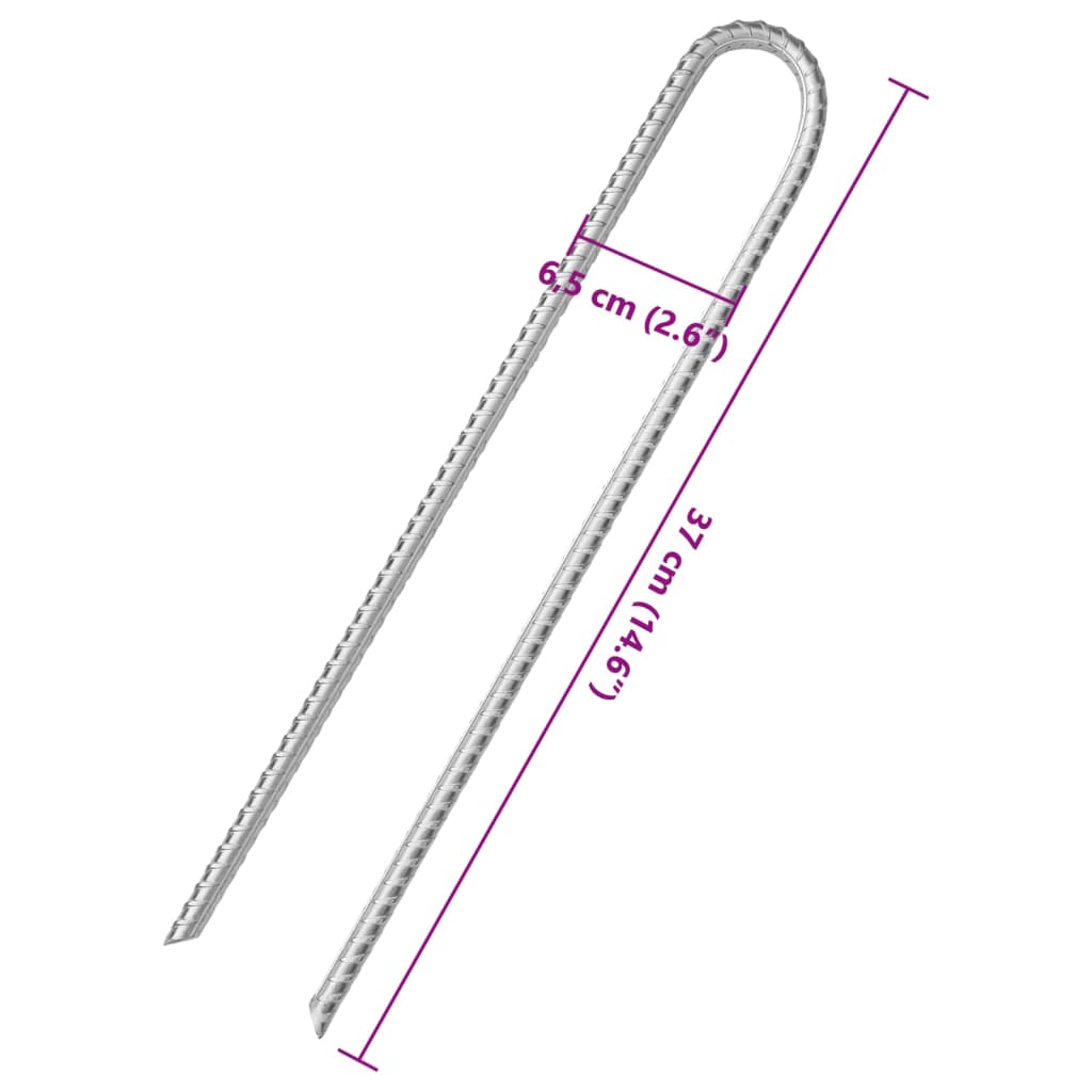 Picchetti Tenda 12 pz a Forma di U 37 cm Ø11,3 mm Acciaio Zincato