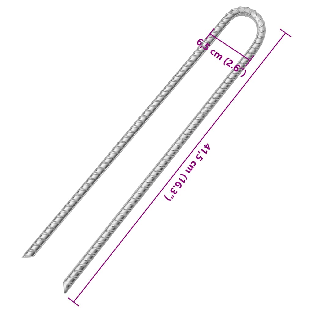 Picchetti Tenda 12 pz Forma di U 41,5 cm Ø13 mm Acciaio Zincato