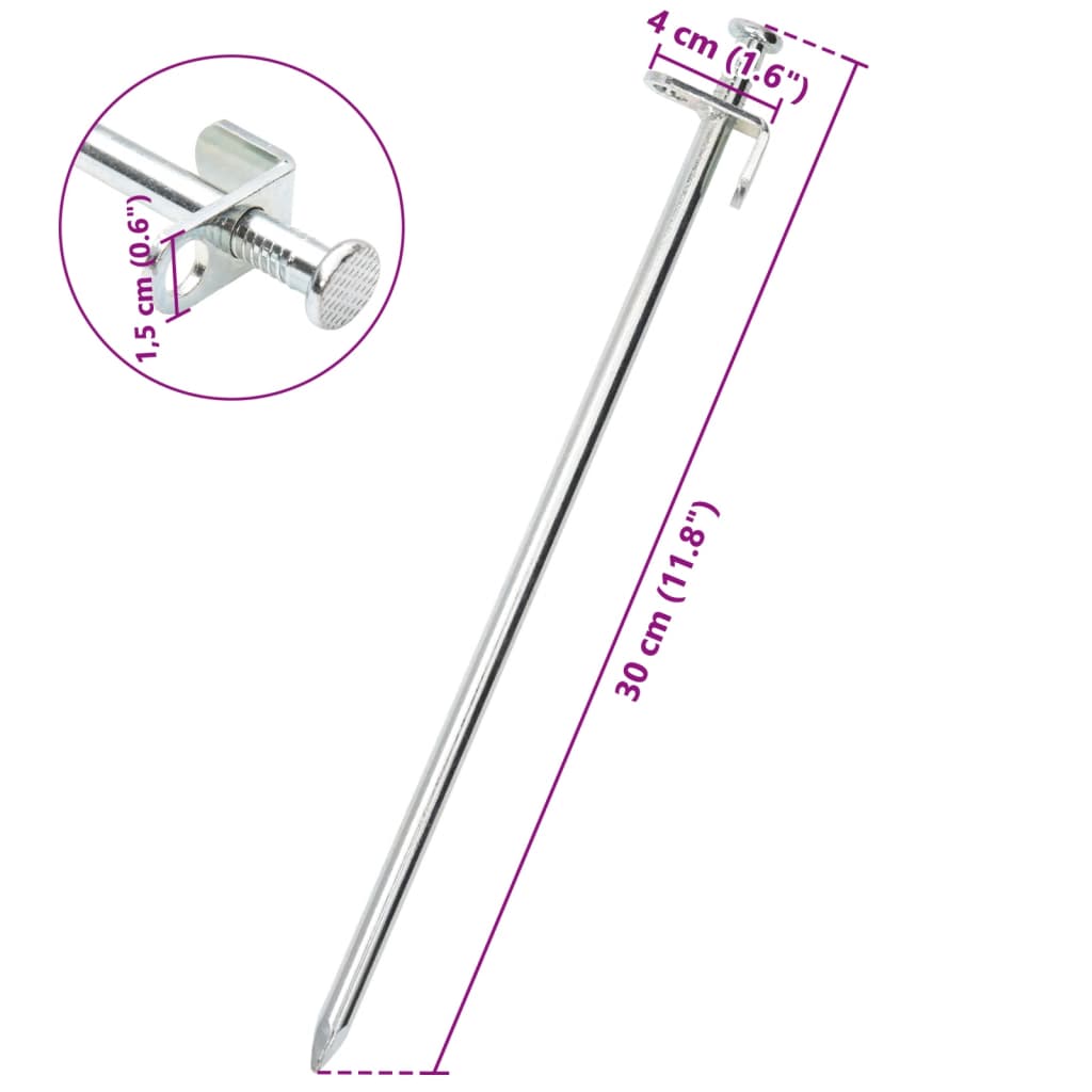 Picchetti per Tenda 24 pz 30 cm 8 mm in Acciaio Zincato
