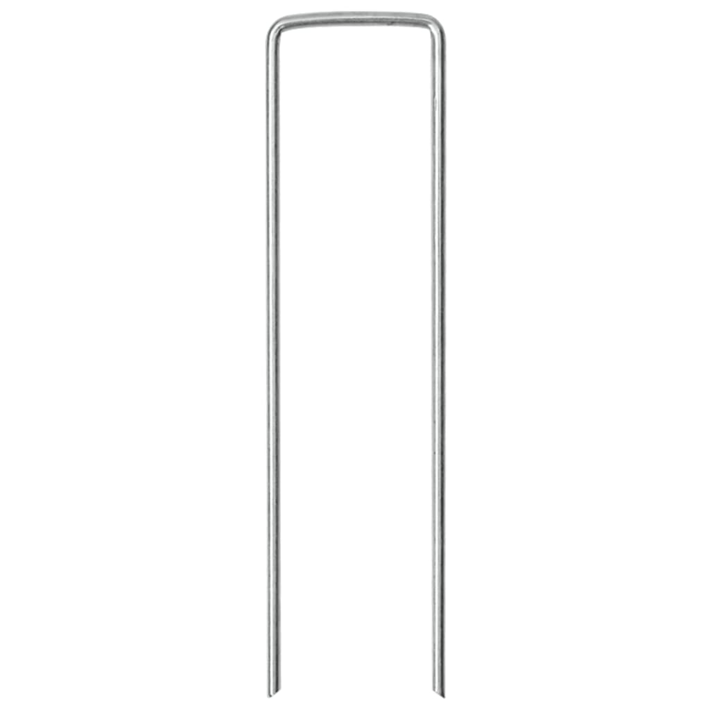 Picchetti da Terra a Forma di U 25pz 15x3,5 cm Acciaio Zincato