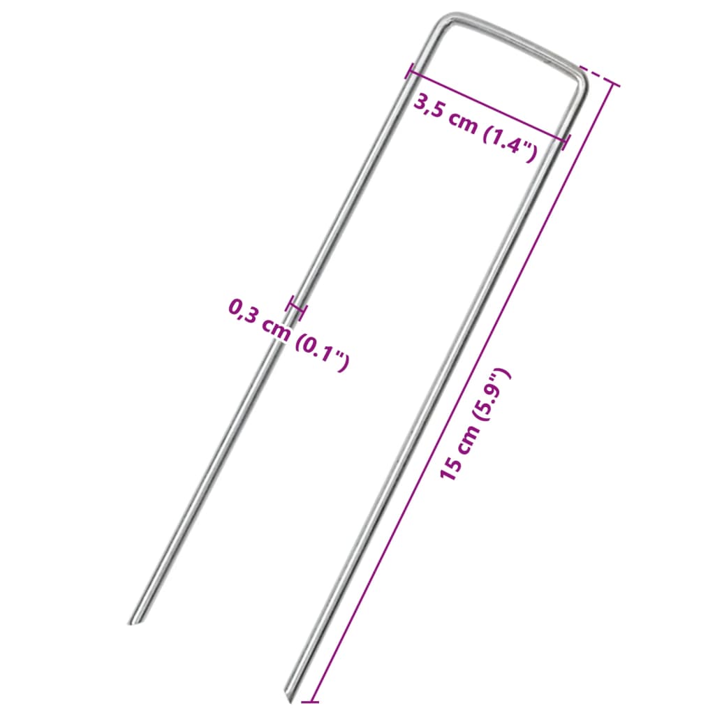 Picchetti da Terra a Forma di U 50 pz 15x3,5 cm Acciaio Zincato